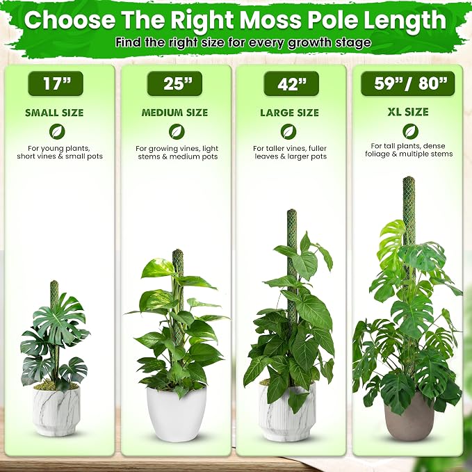 DUSPRO 42’’ Mesh Moss Pole for Climbing Plants, Natural Moss Pole Monstera Plant Support, Real Moss Poles for Plants Indoor, Moss Stick for House Plants, Moss Stakes for Climbing Plants