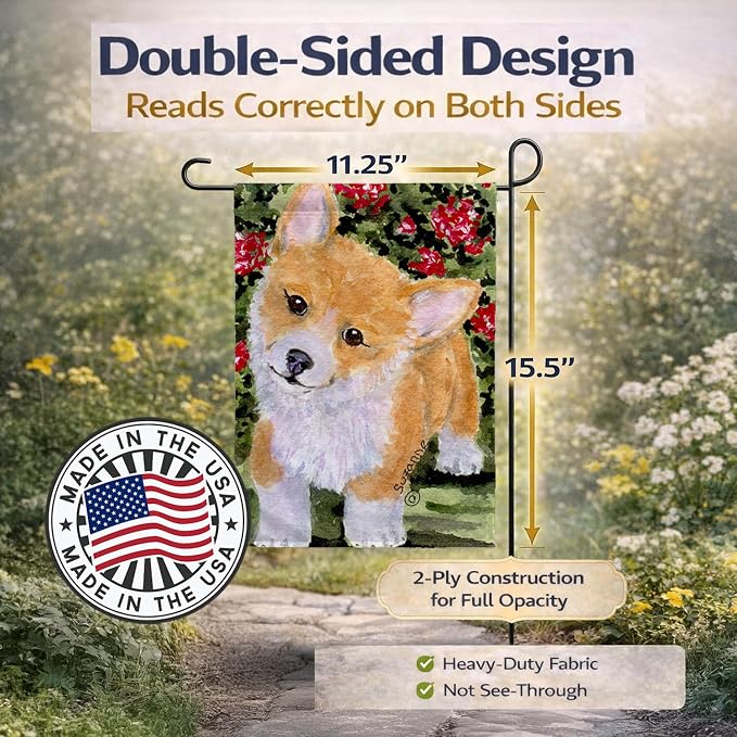 Caroline's Treasures SS8823GF Corgi Garden Flag Mailbox Flag Decorative Yard Flag Banner Outside Patio Artwork Yard Flower Beds, Garden Size, Multicolor