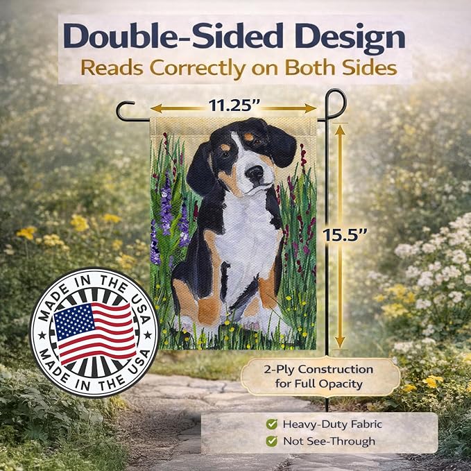 Caroline's Treasures SS8216GF Entlebucher Mountain Dog Garden Flag Mailbox Flag Decorative Yard Flag Banner Outside Patio Artwork Yard Flower Beds, Garden Size, Multicolor