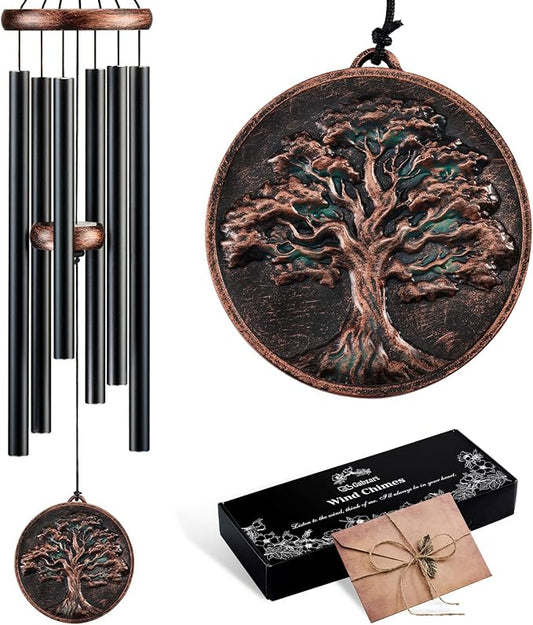 Wind Chimes for Outside, Vintage Tree of Life Deep Tone Wind Chime Outdoor Clearance, Memorial/Festivals/Birthday Gift for Mom Dad Women Grandma, Garden Porch Patio Decor (34" Tree of Life)