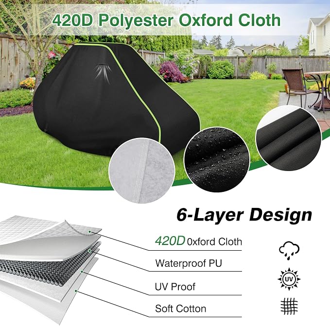 Zero Turn Mower Cover-Heavy-Duty 420D Waterproof Lawn Covers, with Cotton Lined Oxford Fabric & Air Vents, Universal Fit for Toro TimeCutter, John Deere, Cub Cadet, Husqvarna