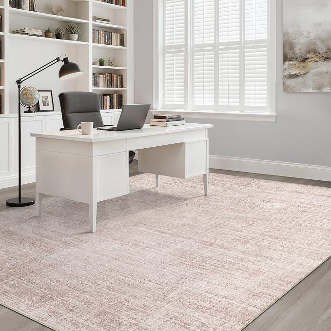 LOONGRUG 5x8 Area Rug Washable Neutral Modern Rug for Living Room Pink | Abstract Soft Stain Resistant Indoor Floor Non-Slip Carpet for Bedroom Nursery Kids Office Playroom