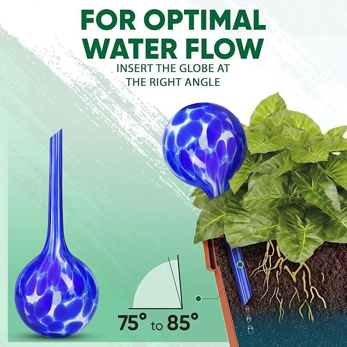 Plant Watering Globes Set of 4 - Large Self Watering Globes for Indoor & Outdoor Plants - Multicolored, Automatic, Glass Watering Bulbs for Daily Use, Plant Watering Devices
