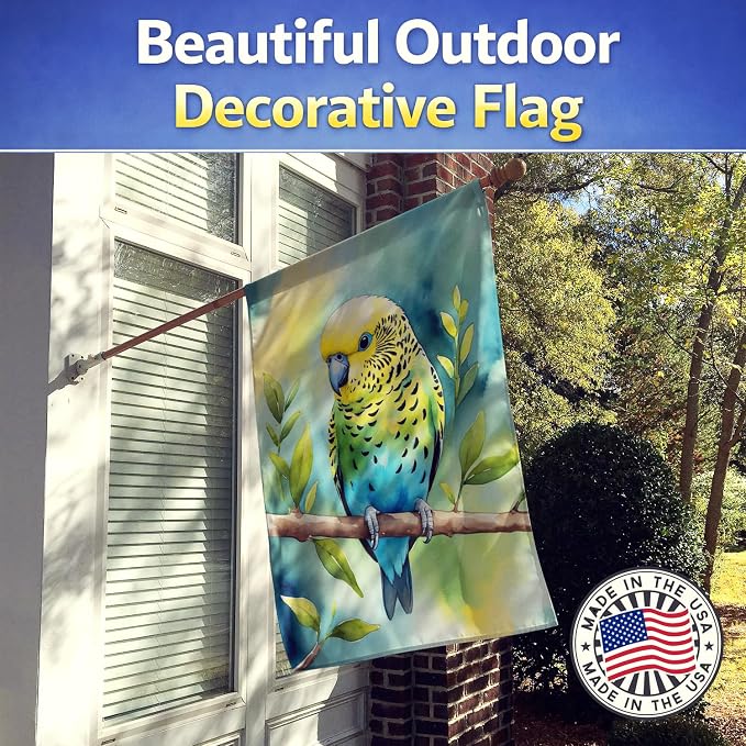 Caroline's Treasures Budgerigar House Flag Large Porch Sleeve Pole Decorative Outside Yard Banner Artwork Wall Hanging, Polyester, House Size, Multicolor