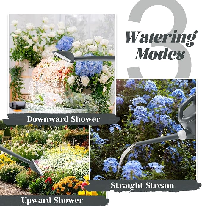 1 Gallon Watering Can, Garden Watering Can Outdoor, Plant Water Can with Removable Long Spout and Stainless Steel Sprinkler Head, Plastic Indoor Watering Cans for Gardening Flower Plants