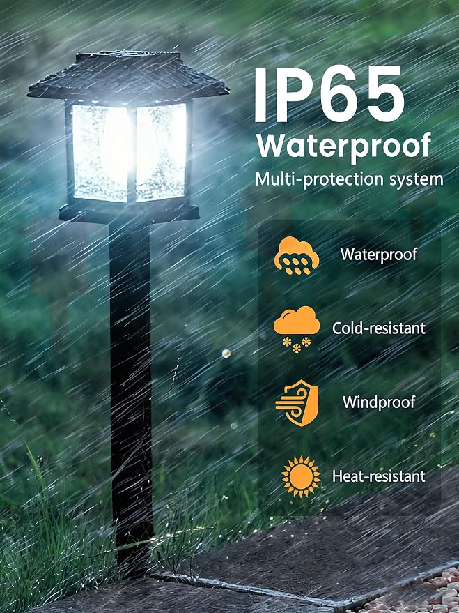 16-Pack Solar Lights Outdoor (Extra-Bright & Smart Auto On/Off), Solar Powered Garden Lights, Waterproof Solar Pathway Lights for Landscape, Path, Yard, Patio, Driveway, Walkway Decor (Cool White)