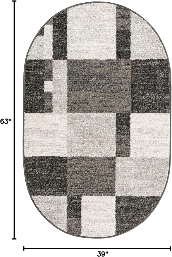 Unique Loom Autumn Collection Area Rug - Providence (3' 3" x 5' 3" Oval, Gray/Ivory)