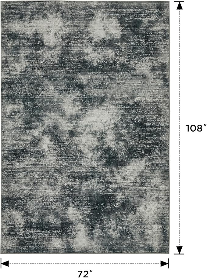 Joydeco 6x9 Area Rugs for Living Room, Non-Slip Modern Abstract Soft Washable Rug, Low Pile Carpet for Bedroom, Dining Room, Home Office, Pet & Child Friendly, Light Gray & White & Dark Gray