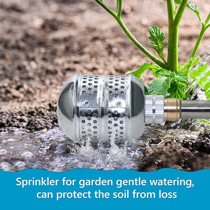 Dreyoo 4 Set Bubbler Sprinkler Heads, 3/4 Inch Internal Thread Rustproof Aluminum Diffuser Flood Nozzle for Yard, Vegetable Garden, Soaker Sprinkler with 40 Inch Tape