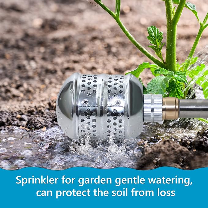 Dreyoo 1 Set Bubbler Sprinkler Heads, 3/4 Inch Internal Thread Rustproof Aluminum Diffuser Flood Nozzle for Yard, Vegetable Garden, Soaker Sprinkler with 40 Inch Tape