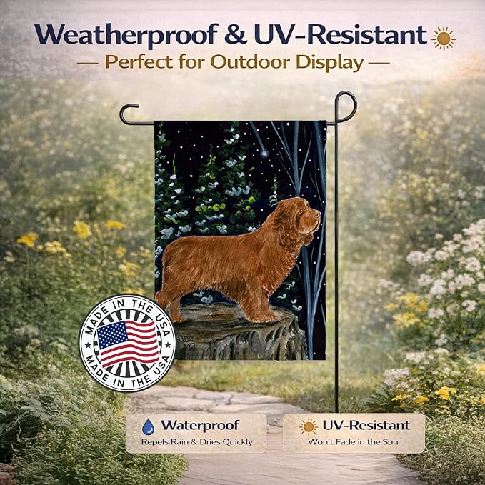 Caroline's Treasures SS8174GF Sussex Spaniel Garden Flag Mailbox Flag Decorative Yard Flag Banner Outside Patio Artwork Yard Flower Beds, Garden Size, Multicolor