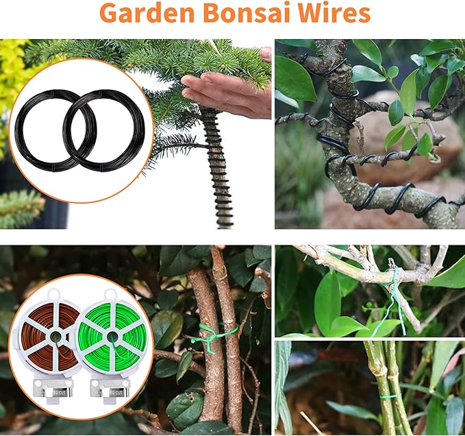 Bonsai Tools Set, 20 Pcs Gardening Succulent Tree Indoor Beginner Tool Kit, Include 262 Feet Bonsai Wire, 29.5"x29.5" Plant Repotting Mat, Leather Bag, Bonsai Scissors, Pruning Shears, Gifts for Women | Include 262 Feet Bonsai Wire, 29.5"x29.5" Plant R...