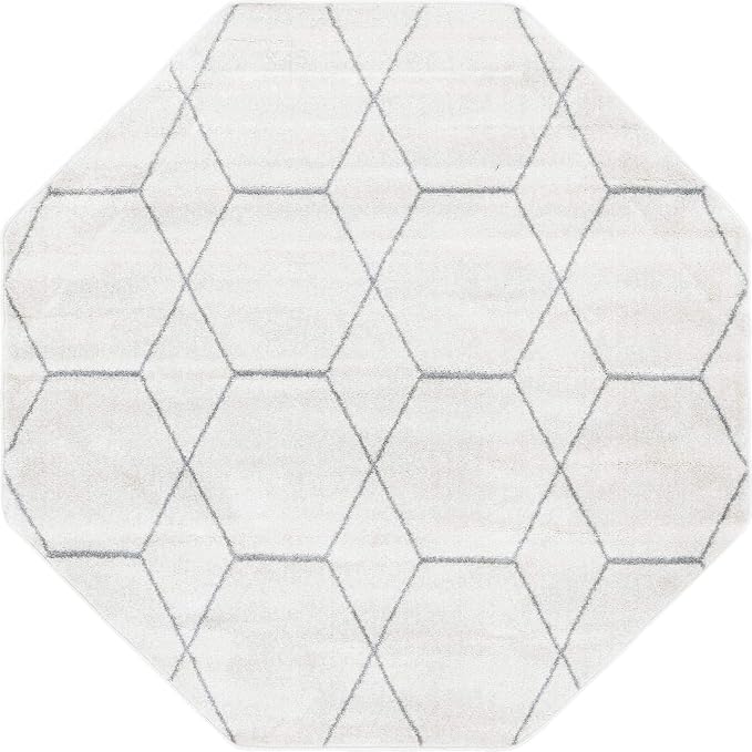 Unique Loom Trellis Frieze Collection Area Rug - Geometric (5' Octagon, Ivory/ Gray)
