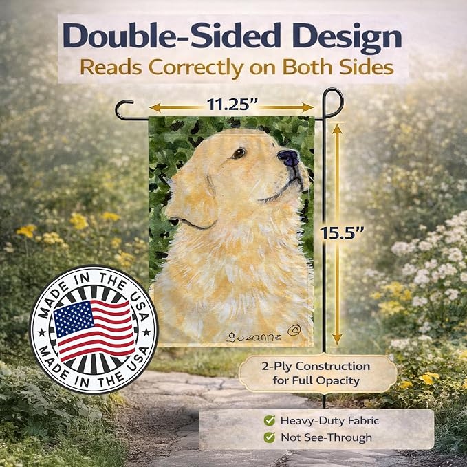 Caroline's Treasures SS8810GF Golden Retriever Garden Flag Mailbox Flag Decorative Yard Flag Banner Outside Patio Artwork Yard Flower Beds, Garden Size, Multicolor