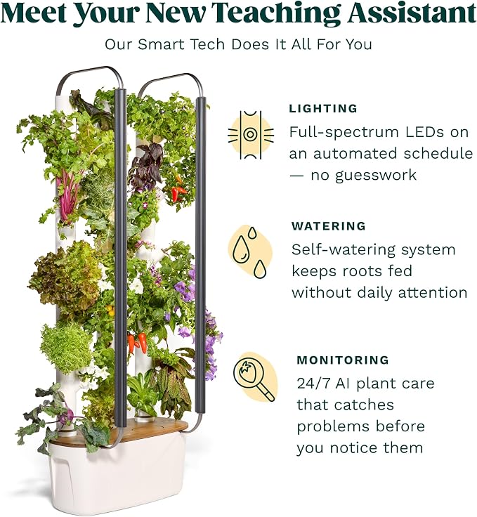 Gardyn Home 4.0 Vertical Hydroponics Growing System Bundle for Schools – Smart Garden Indoor Gardening System with LED Grow Lights, Accessories, 30-Plant Capacity, K-12 STEM Classroom Learning
