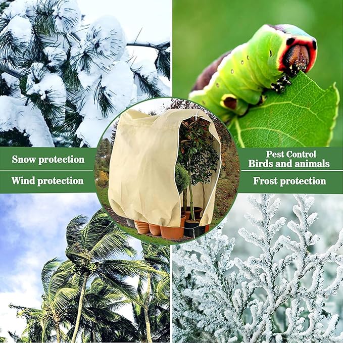 Winter Plant Covers Freeze Protection, 78.7 * 94.4inch Plant Covers for Winter, with Zipper and Drawstring, Suitable for Plants,Fruit Trees, Shrubs, and Potted Plants