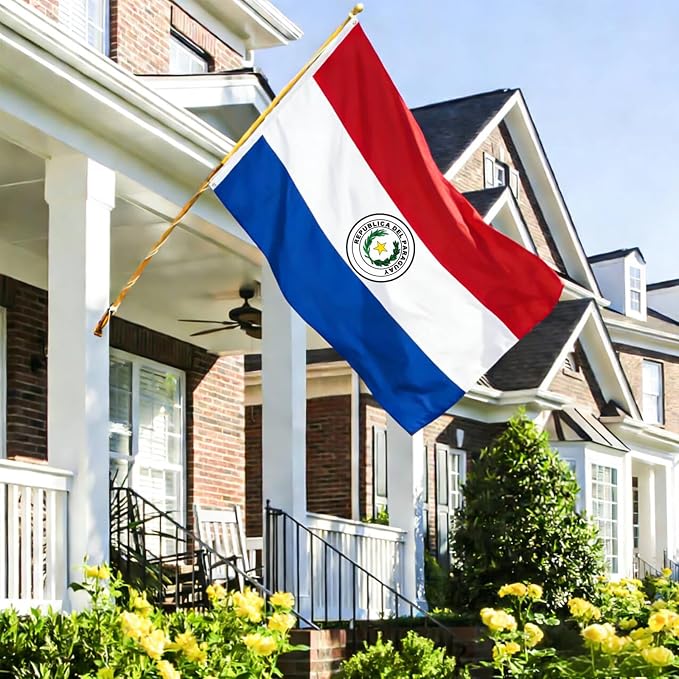 Ahfulife Paraguay Flag 3x5 Ft, 2 Pcs Large Paraguayan National Flags for Outdoor Indoor, Double Sided with Brass Eyelets for World Cup, Party, Garden, Bar, Street Decor
