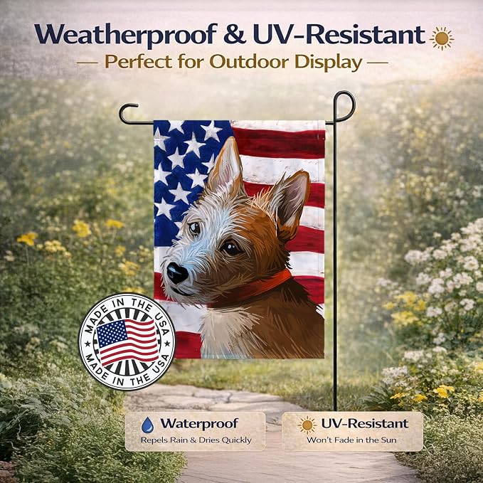 Caroline's Treasures CK6659GF Portuguese Podengo Dog American Flag Garden Flag Mailbox Flag Decorative Yard Flag Banner Outside Patio Artwork Yard Flower Beds, Garden Size, Multicolor