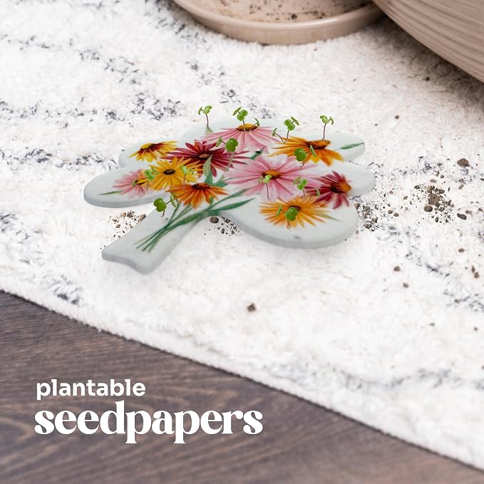 Thank You Cards – 4 Plantable Bouquet Inserts with Wildflower Seeds, 4 Greeting Cards & Envelopes for Weddings, Baby Showers, Teachers, Friends, Business, and Everyday Gratitude