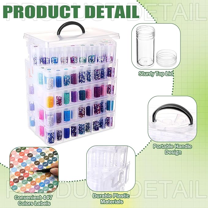 Willinglong 5 Tier Diamond Painting Storage Containers with 260 Grids Diamond Art Storage Bead Organizer Painting Accessories DIY Jewelry Craft