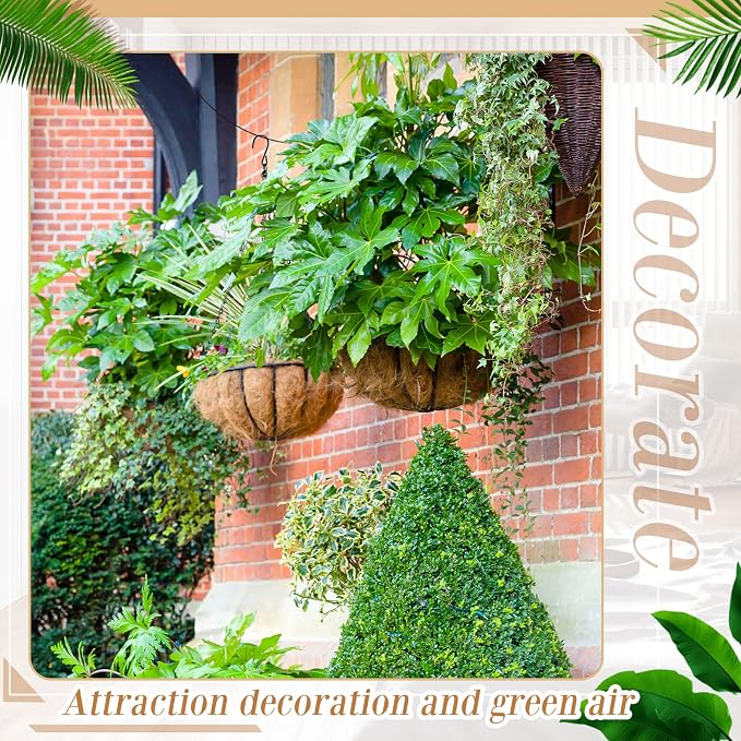 Dandat 1 Piece 14 Inch Metal Hanging Planter Basket with Coconut Coir Liner Metal Wire Plant Holder Chain Watering Outdoor Hanging Pots Flower Pot Hanger for Porch Indoor Outdoor Garden Decorations