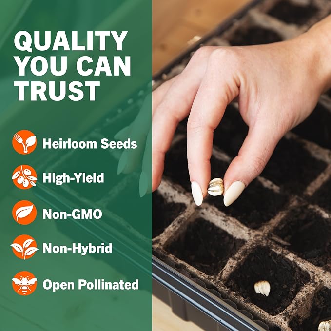 Vegetable, Fruit & Herb Seeds | 44 Individual Packs | 2026 Season | Non-GMO, High Yield - 15,000+ Seeds | Tomato, Cucumber, Corn, Basil and More | for Indoor & Outdoor Garden Planting