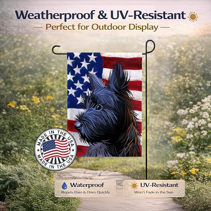 Caroline's Treasures CK6709GF Skye Terrier Dog American Flag Garden Flag Mailbox Flag Decorative Yard Flag Banner Outside Patio Artwork Yard Flower Beds, Garden Size, Multicolor