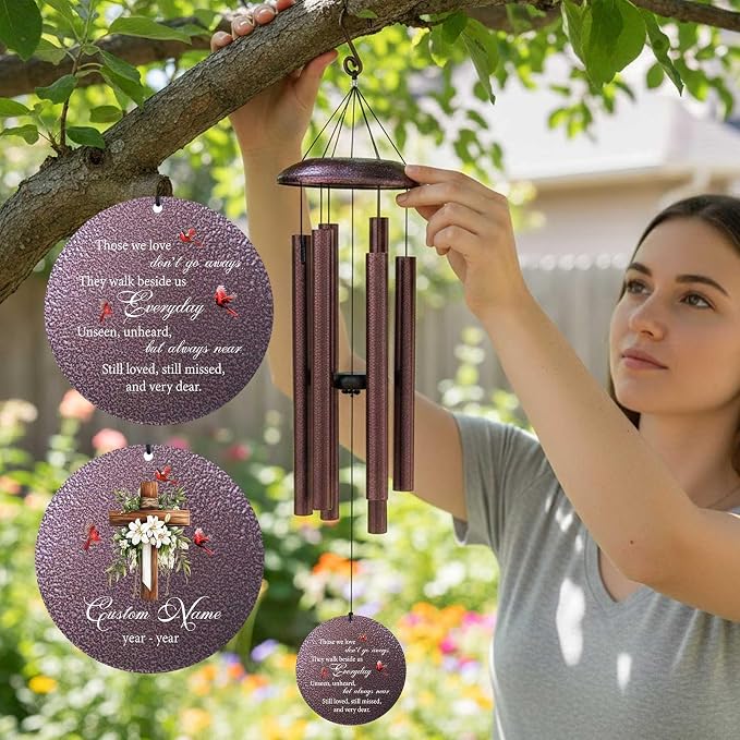 Customized Windchimes in Memory of a Loved One, Memorial Wind Chimes for Loss of Loved One, Sympathy Gifts for Bereavement Remembrance