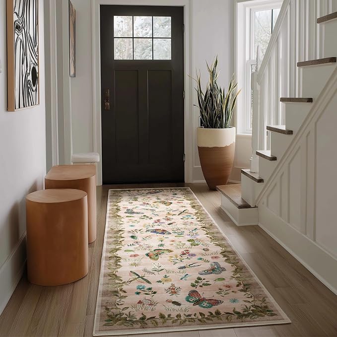 Machine Washable Runner Rugs for Entryway: 2'x6' Kitchen Rug Stain Resistant Non Slip Low Pile Soft Carpet Runners for Hallways Indoor Entryway Kitchen Living Room Bedroom Bedside Farmhouse