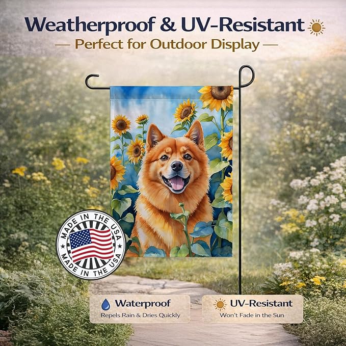 Caroline's Treasures DAC6077GF Finnish Spitz in Sunflowers Garden Flag Mailbox Flag Decorative Yard Flag Banner Outside Patio Artwork Yard Flower Beds, Garden Size, Multicolor
