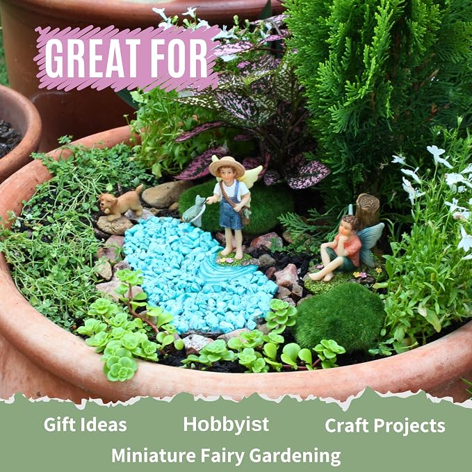 PRETMANNS Fairies for Fairy Garden - Fishing Fairy Figurines – Accessories for Indoor or Outdoor Miniature Garden – 2-Piece Set
