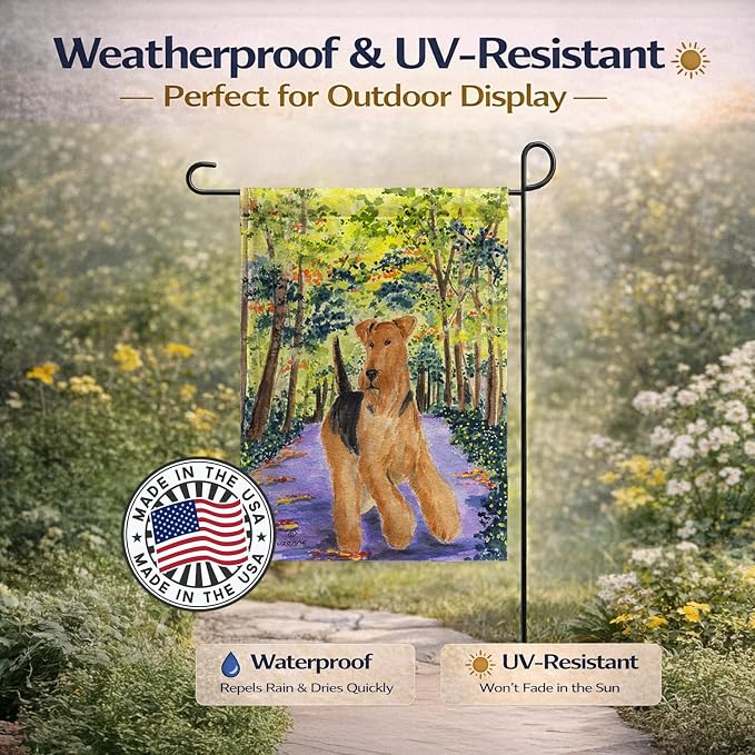 Caroline's Treasures SS8208GF Airedale Garden Flag Mailbox Flag Decorative Yard Flag Banner Outside Patio Artwork Yard Flower Beds, Garden Size, Multicolor