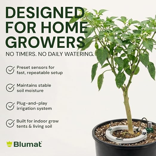 Grow Tent Drip Irrigation System - Blumat Watering Kit for 9 Large Pots (2-7 Gallon) - Automatic Grow Tent Watering System with Efficient Preset Blumat Sensors (Bucket not Included)