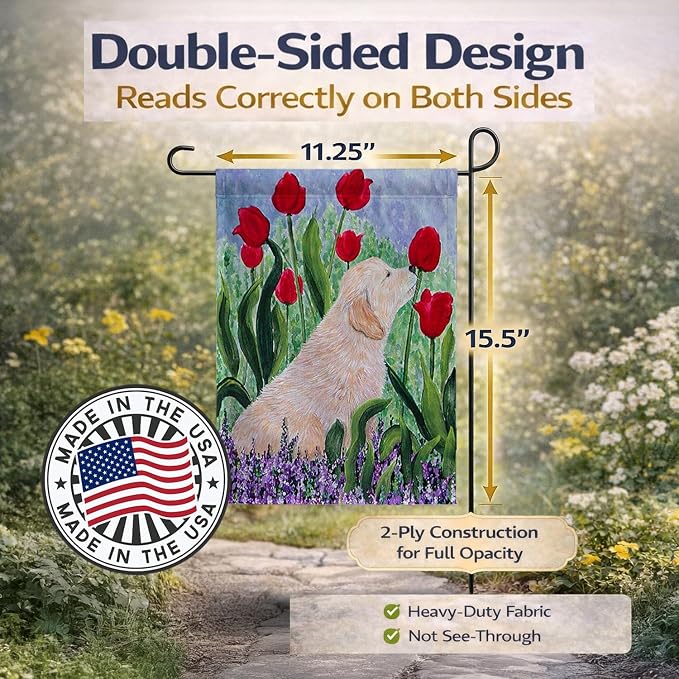 Caroline's Treasures SS8610GF Golden Retriever Garden Flag Mailbox Flag Decorative Yard Flag Banner Outside Patio Artwork Yard Flower Beds, Garden Size, Multicolor