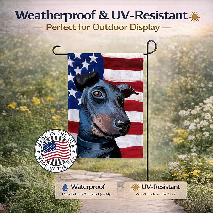 Caroline's Treasures CK6613GF Manchester Terrier American Flag Garden Flag Mailbox Flag Decorative Yard Flag Banner Outside Patio Artwork Yard Flower Beds, Garden Size, Multicolor