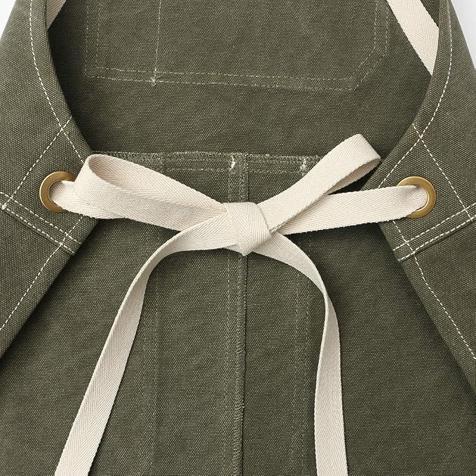 Jeanerlor - 16oz Water-Resistant Work Aprons for Women and Men Canvas Tool Apron with Pockets Adjustable S to XXXL
