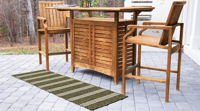 Unique Loom Outdoor Collection Area Rug - Anguilla (2' x 8' Runner, Green/ Ivory)