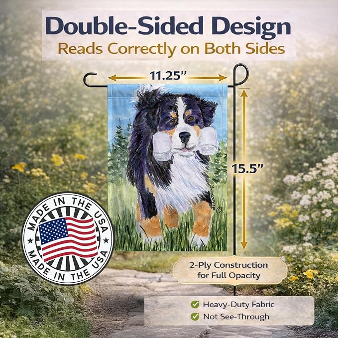 Caroline's Treasures SS8860GF Bernese Mountain Dog Garden Flag Mailbox Flag Decorative Yard Flag Banner Outside Patio Artwork Yard Flower Beds, Garden Size, Multicolor