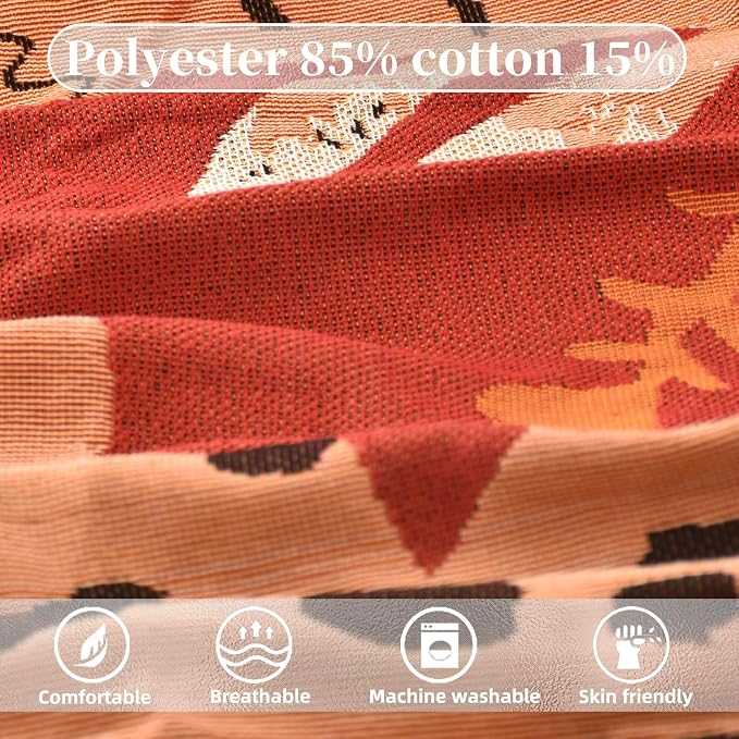 Boho Throw Blanket Reversible Cotton Bohemian Tapestry Hippie Room Decor Outdoor Blanket Double Sided (Boho Leopard 50"x60")