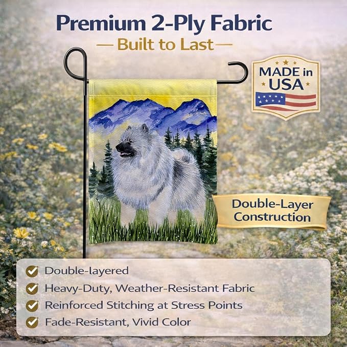 Caroline's Treasures SS8323GF Keeshond Garden Flag Mailbox Flag Decorative Yard Flag Banner Outside Patio Artwork Yard Flower Beds, Garden Size, Multicolor