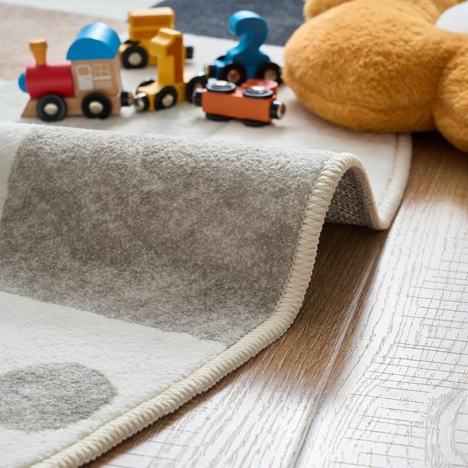 jinchan 4x6 Checkered Area Rug Washable Classroom Kids Rug Marble | Soft, Non-Slip, Kid-Friendly, Preschool Rug, Diamond Design, Play Mat, Black White on Cream, Playroom, Nursery, Bedroom, Dorm
