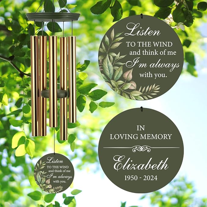 ASTARIN Personalized Memorial 30"/36" Wind Chimes for Loss of Loved One Mom Dad, Produced in Texas Memorial Gifts for Sympathy Bereavement Remember, Deep Tone in Memory of Wind Chimes for Outside