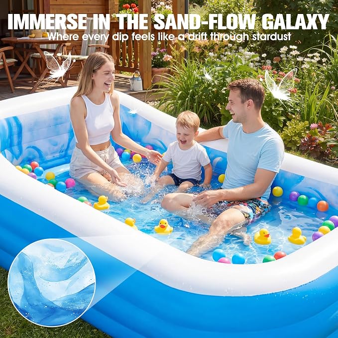 Inflatable Pool with Seat & Headrest,Large Blow Up Pool98x63x21.6IN | Oversized Thickened Blow Up Pool for Audlt,Inflatable Backyard Audlt Pool,Durable Swim Center Inflatable Family Lounge Pool
