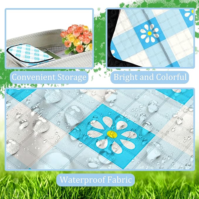 Extra Large Picnic Blanket Waterproof,80"x 80"Foldable Machine Washable Beach Blankets,Outdoor Blanket for 6-8 Adults,Picnic Mat Suitable for Indoor Crawling,Park Beach,Camping,Hiking,Travel( Blue)