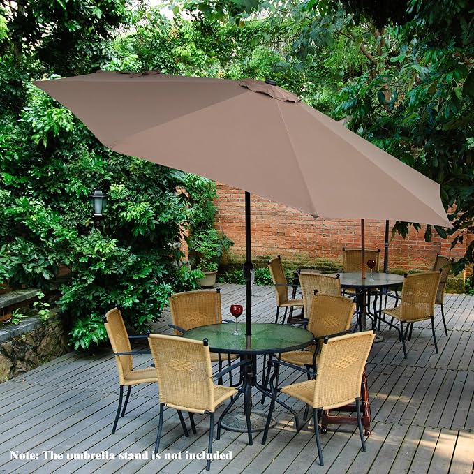 Giantex 10ft Outdoor Patio Umbrella, Market Table umbrella w/Tilt Adjustment and Crank, 180G Polyester, Garden Canopy for Deck Backyard Pool Indoor Outdoor