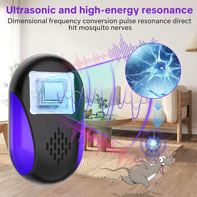 2026 Upgraded Ultrasonic Repellent, 6 Pack Indoor Ultrasonic and Repellent for Roach, Rodent, Mouse, Bugs, Ant, Mosquito, Mice, Spider, Electronic Plug in Pest Control
