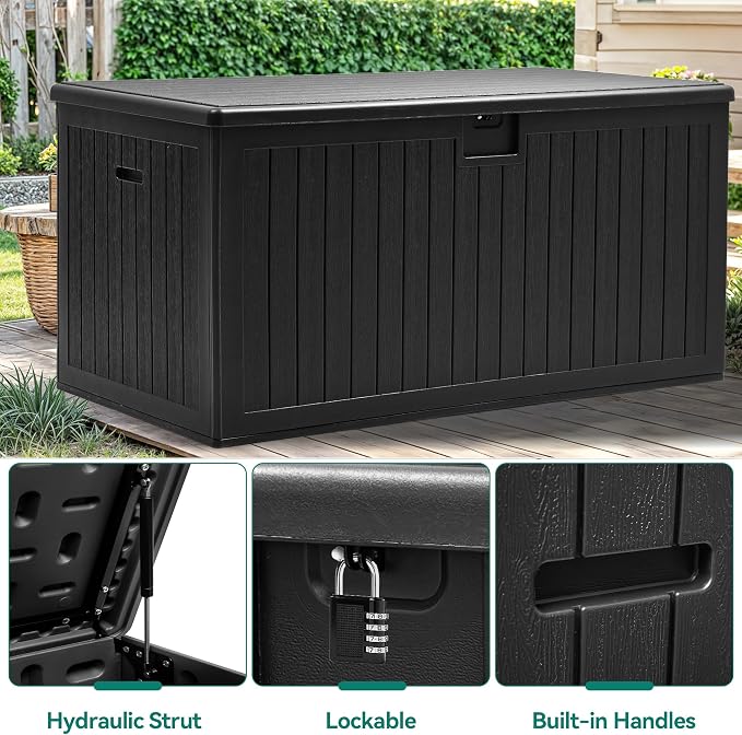 YITAHOME 260 Gallon Double-Wall Deck Box with Divider & Side Handles | Outdoor Large Storage for Patio Furniture Cushions, Garden Pool Accessories, Water Resistant & Lockable