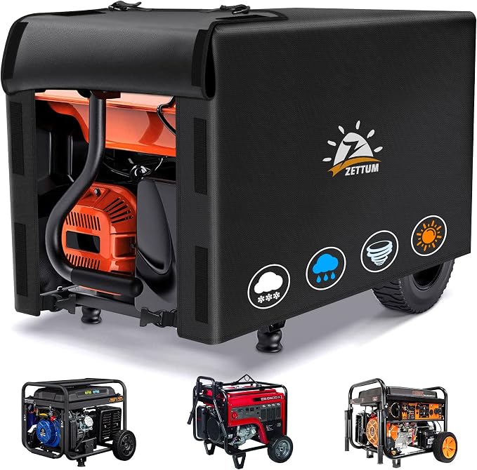 Zettum Generator Cover 25 Inch - 600D Outdoor Generator Covers Heavy Duty Waterproof, Small Equipment Cover Outside for DuroMax, Westinghouse, Champion, Predator, Honda Portable Generator 3000-5000W