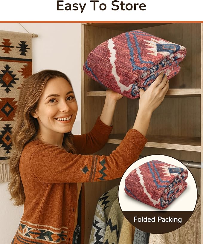 9'x12' Washable Area Rug for Living Room Bedroom Red/Orange | Soft Western No Slip Low Pile Print Foldable Indoor for Kitchen Dining Room