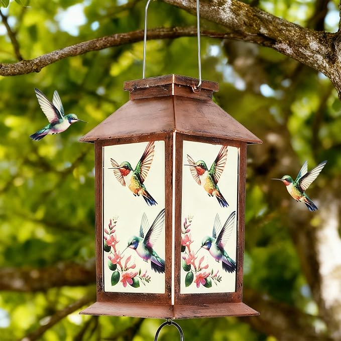 JOBOSI Solar Lantern Hummingbird, Portable Decorative Gift, Solar Light, Gifts for Mom, Women, Grandma, Garden Yard Lawn Decoration, Christmas and New Year Gift